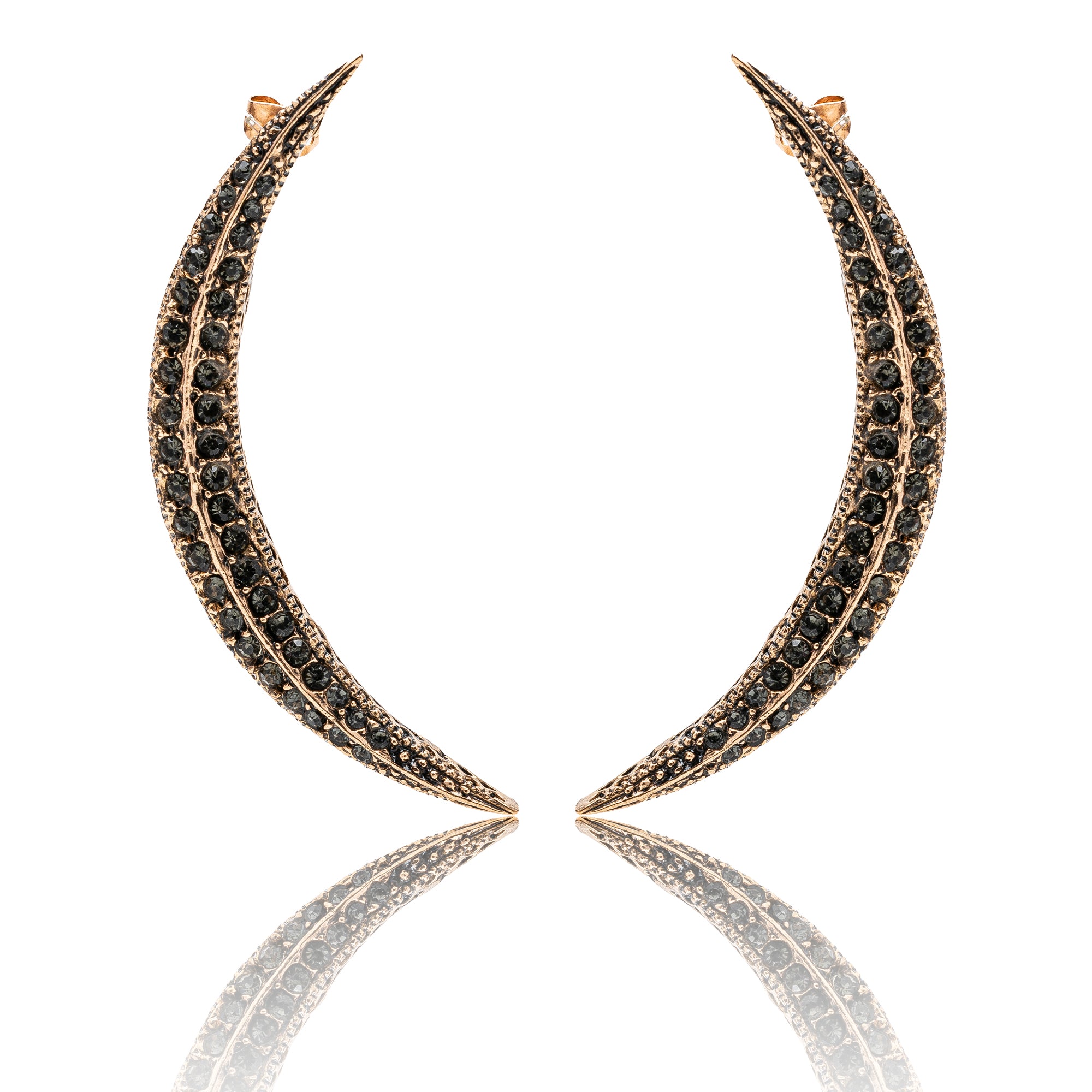 DIAMOND CRESCENT EARRINGS MEDIUM
