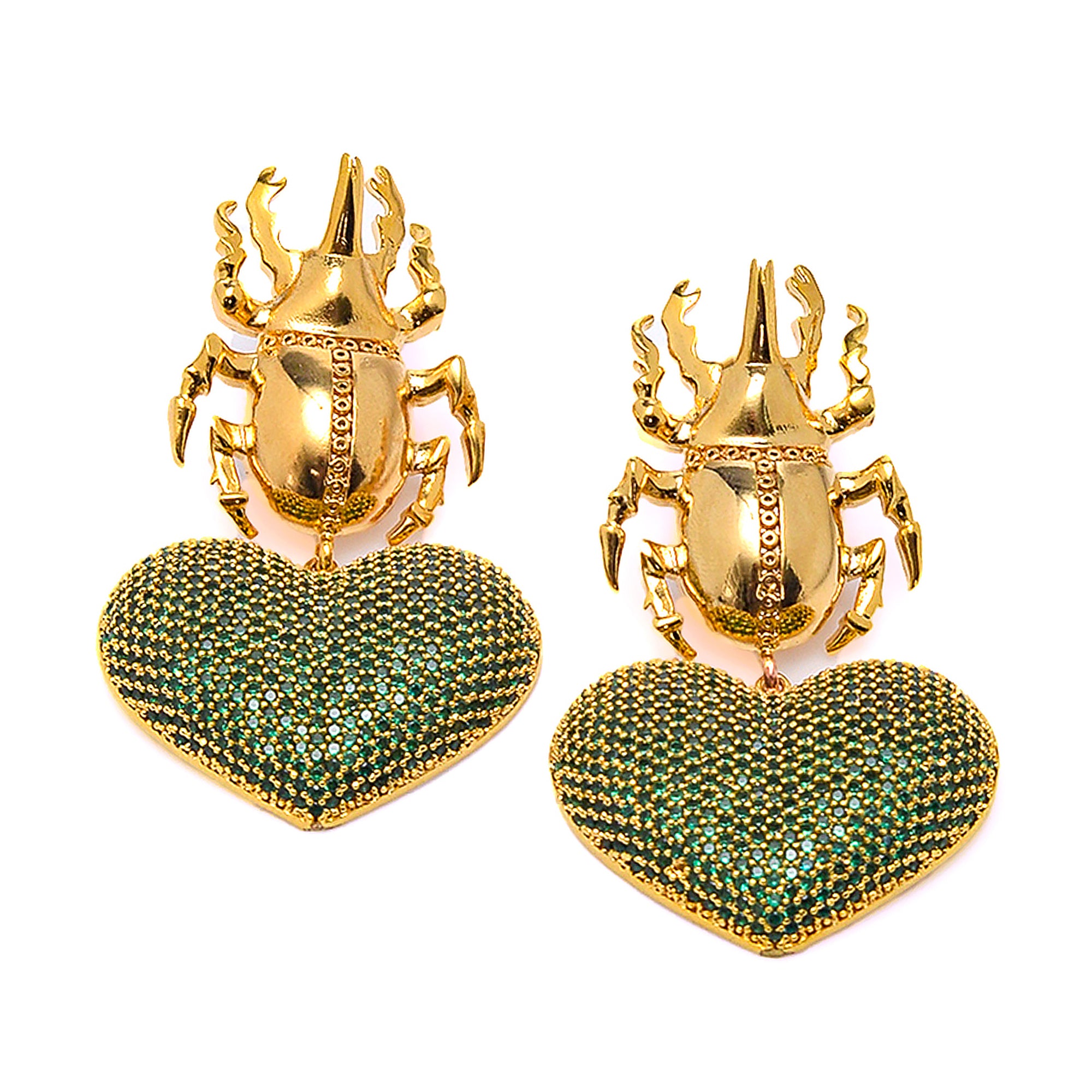EMERALD SCARAB BEETLE EARRINGS