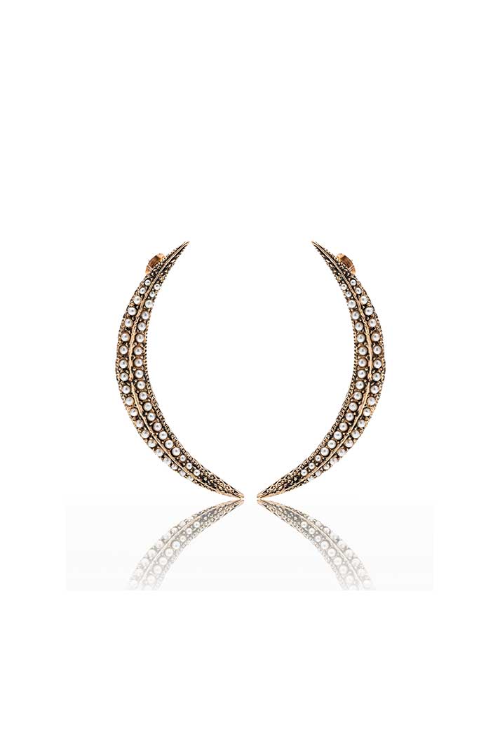 DIAMOND CRESCENT EARRINGS MEDIUM