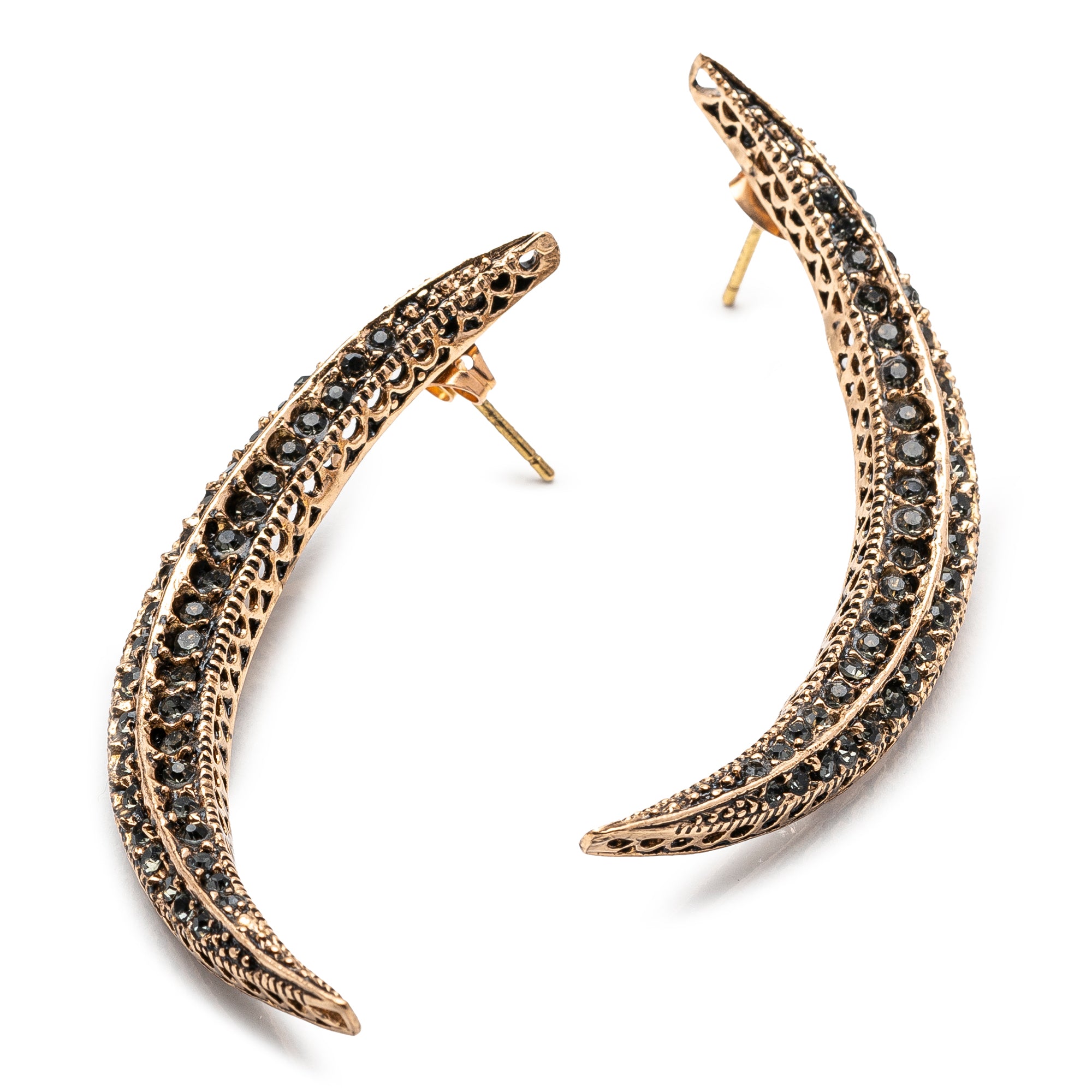 DIAMOND CRESCENT EARRINGS MEDIUM