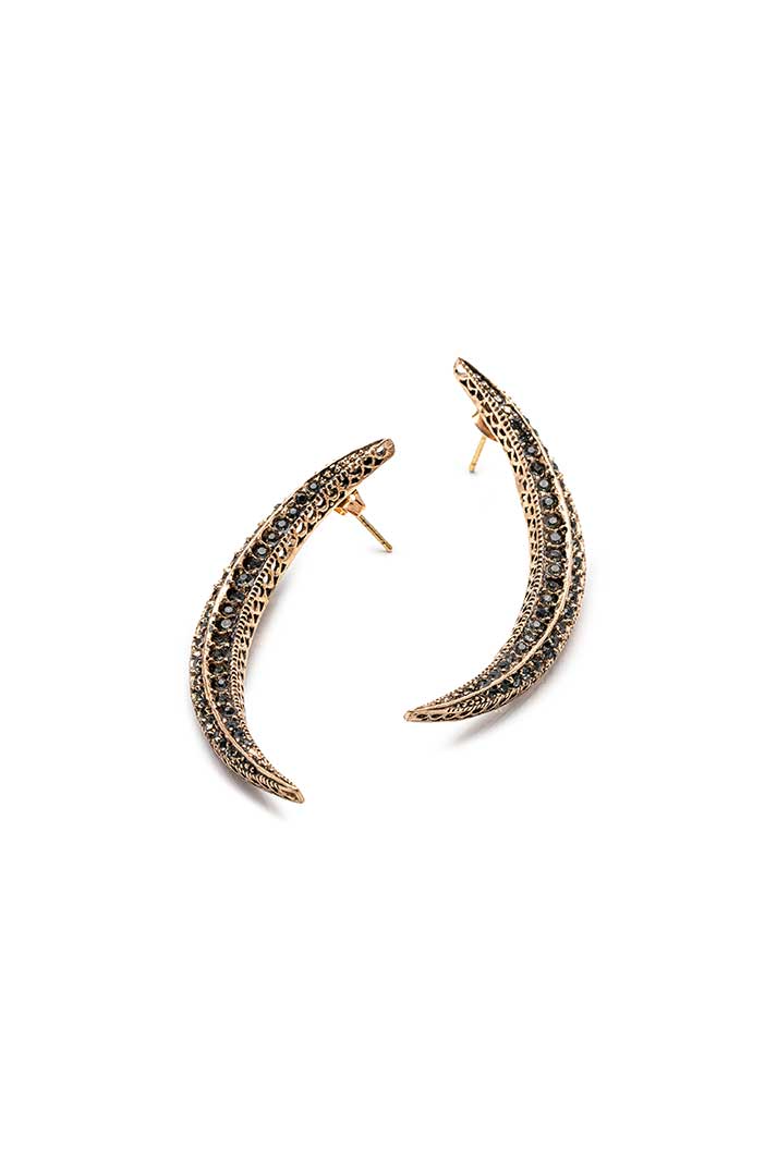 DIAMOND CRESCENT EARRINGS MEDIUM