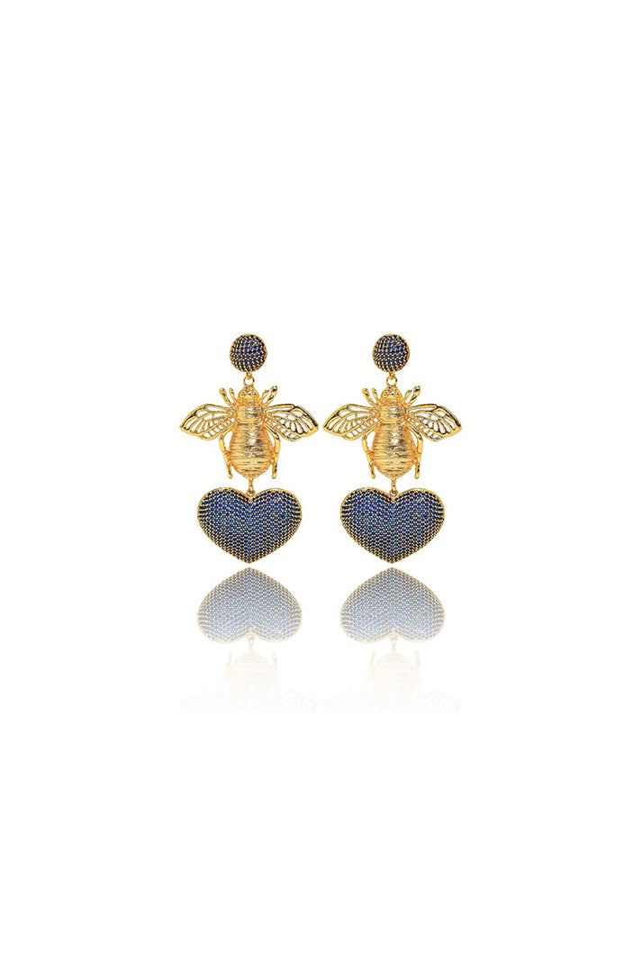 BEE WITH SILVER HEART EARRINGS