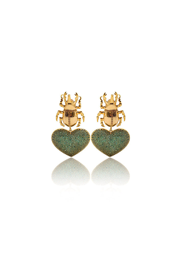 GOLD SCARAB BEETLE EARRINGS