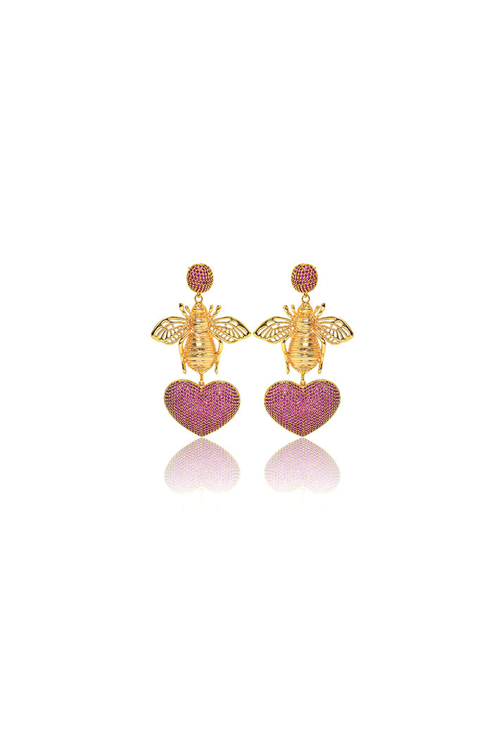 BEE WITH GOLDEN HEART EARRINGS