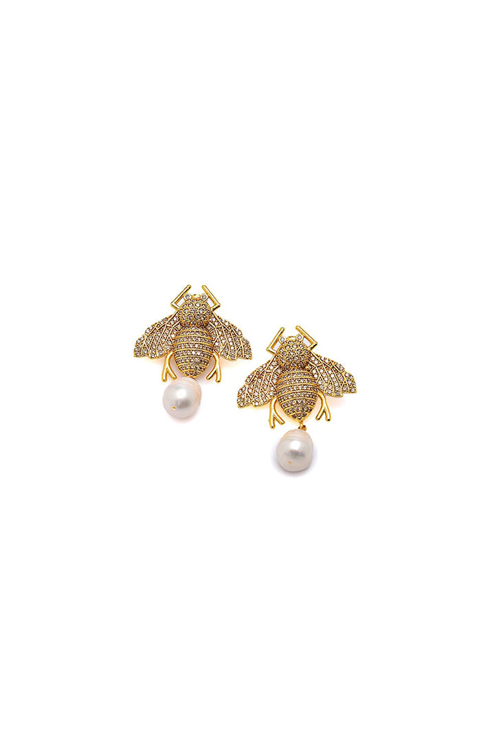 BEE WITH PEARL EARRINGS