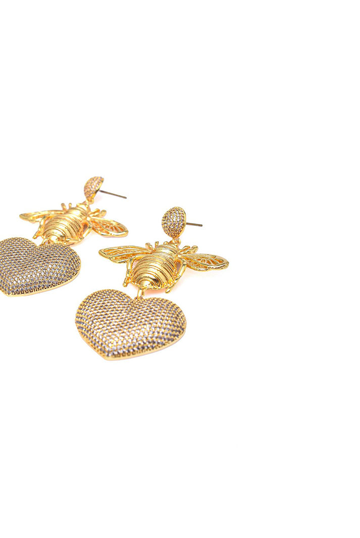 BEE WITH GOLDEN HEART EARRINGS